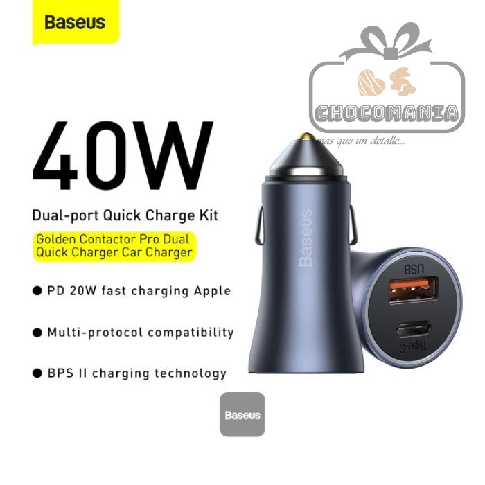 CARGADOR PARA AUTO BASEUS CCJDZ-C CARGA RAPIDA - CHOCOMANIA